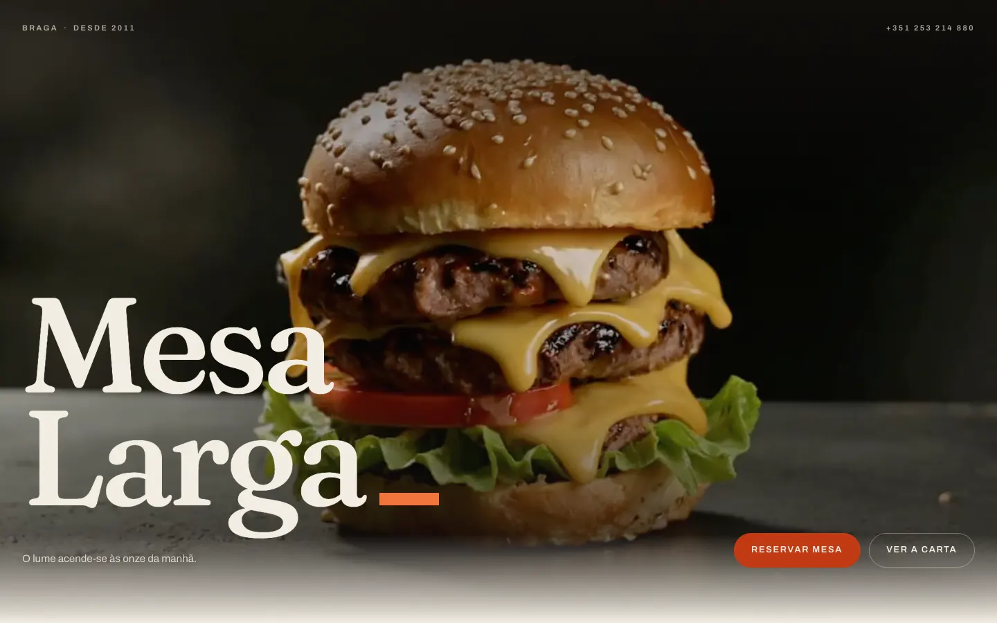 Página inicial do site Mesa Larga